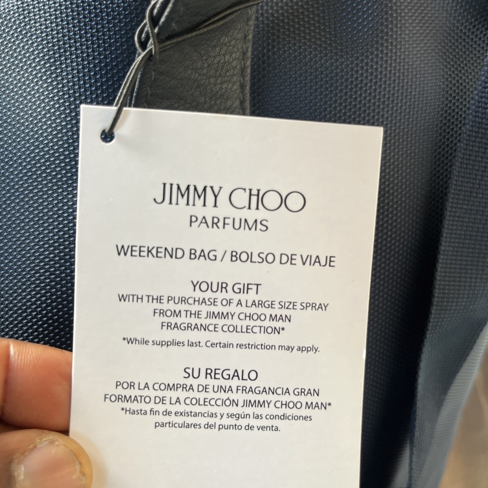 Jimmy Choo Parfums Navy Duffle Weekender Bag W/ Shoulder Strap Travel Tote New - Picture 7 of 16
